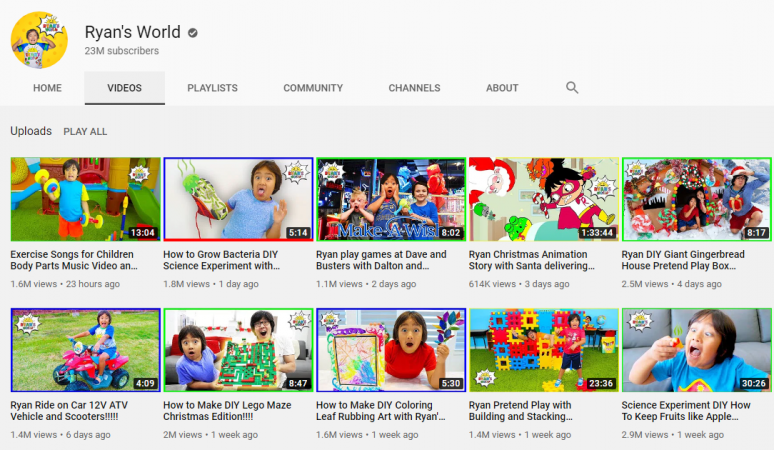 Ryan's World YouTube channel Ryan's World YouTube channel