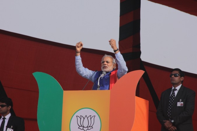 Prime Minister Narendra Modi addresses during a BJP rally. PM Modi
