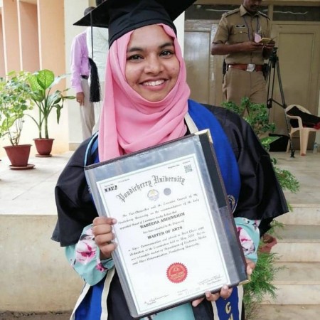 Pondicherry University student. Twitter Raheeba Abdurrehim