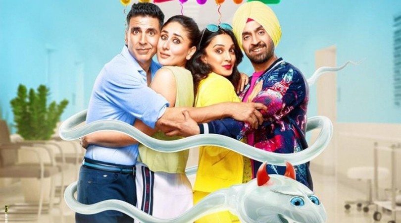 Good Newwz poster featuring Akshay Kumar, Kareena Kapoor Khan, Kiara Advani, Diljit Dosanjh Good Newwz