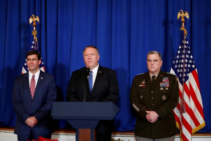 US Secretary of State Mike Pompeo speaks about airstrikes by the US military in Iraq and Syria. Mike Pompeo