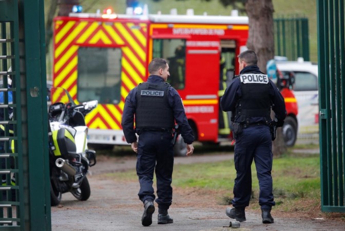 French police secure an area in Villejuif near Paris. French police