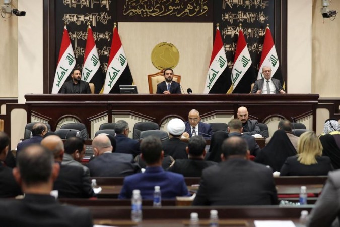 Members of the Iraqi parliament are seen at the parliament in Baghdad. Iraq parliament