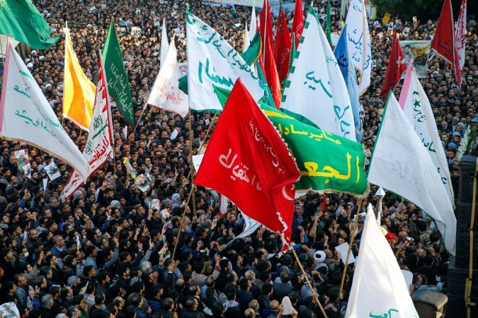 People attend the funeral procession of Iranian Major-General Qassem Soleimani. Qasem Soleimani funeral