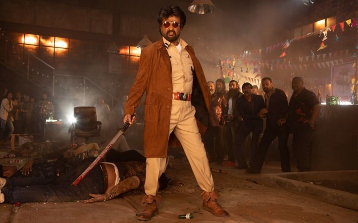 A movie picture from Rajinikanth's Darbar. Rajinikanth in Darbar
