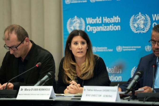 WHO health officials speak during news conference. WHO