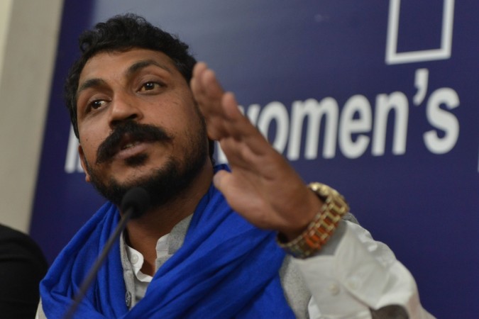Bhim Army Chief Chandrasekhar Azad addresses a press conference. Bhim Army Chief Chandrasekhar Azad