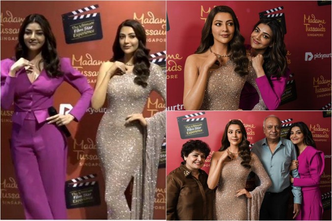 Kajal Aggarwal poses with her wax statue at Madame Tussauds Singapore Kajal Aggarwal poses with her wax statue at Madame Tussauds Singapore