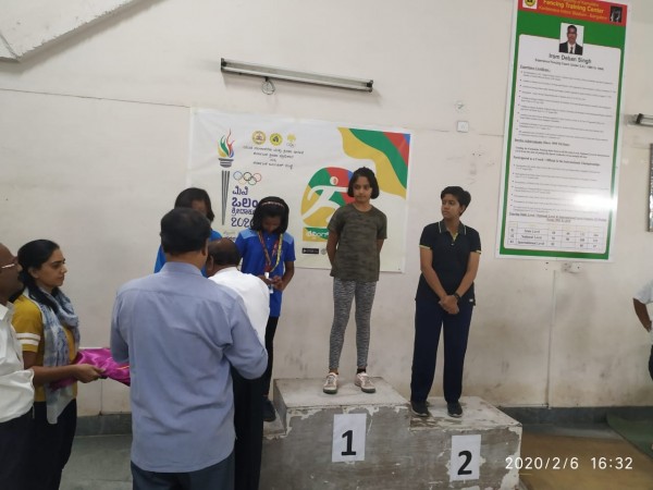 Sejal Gulia during the awards ceremony in Karnataka Mini Olympics Sejal Gulia