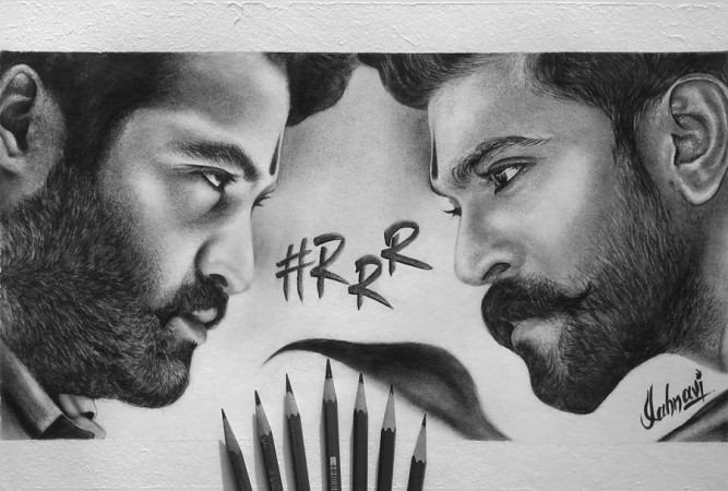 Junior NTR and Ram Charan's fan-made poser of RRR movie Junior NTR and Ram Charan's fan-made poser of RRR movie