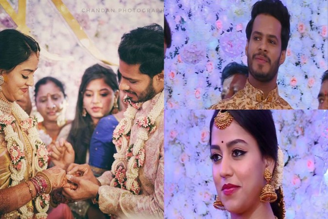 Nikhil and Revathi's engagement was held in the presence of the family members. Nikhil Kumaraswamy's Engagement