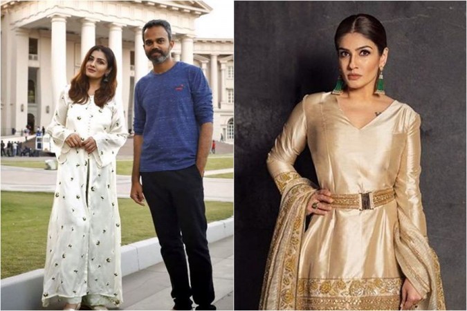 Raveena Tandon and Prashanth Neel on KGF 2 set Raveena Tandon and Prashanth Neel on KGF 2 set
