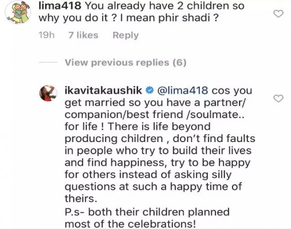 Hater questions Kamya Punjabi on remarriage