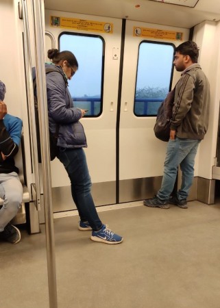 The woman has shared this image on Twitter. delhi metro man flash