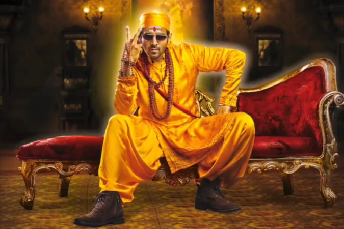 Watch| Kartik Aaryan dives into Bhool Bhulaiyaa 2, shows off his godman