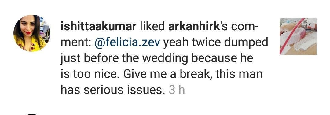 Ishita Kumar likes comment against Siddharth Chopra. Ishita Kumar likes comment against Siddharth Chopra