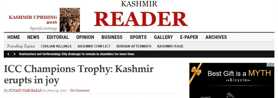 India vs Pakistan,Kashmir Reader