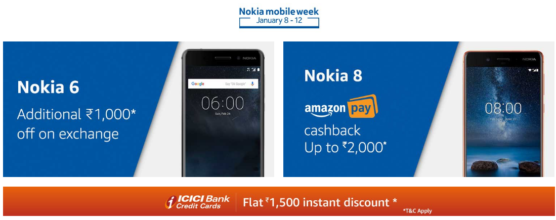 The Nokia Mobile Week kick-started January 8 and will run till January 12, midnight. (Screenshot) Nokia Mobile Week on Amazon India
