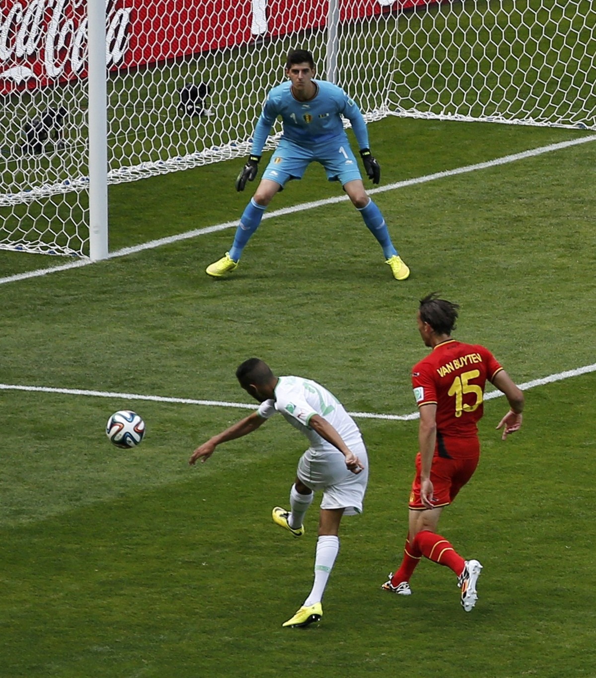 Algeria's Mahrez misses a goal opportunity during their 2014 World Cup Group H soccer match against Belgium at the Mineirao stadium in Belo Horizonte Belgium v Algeria