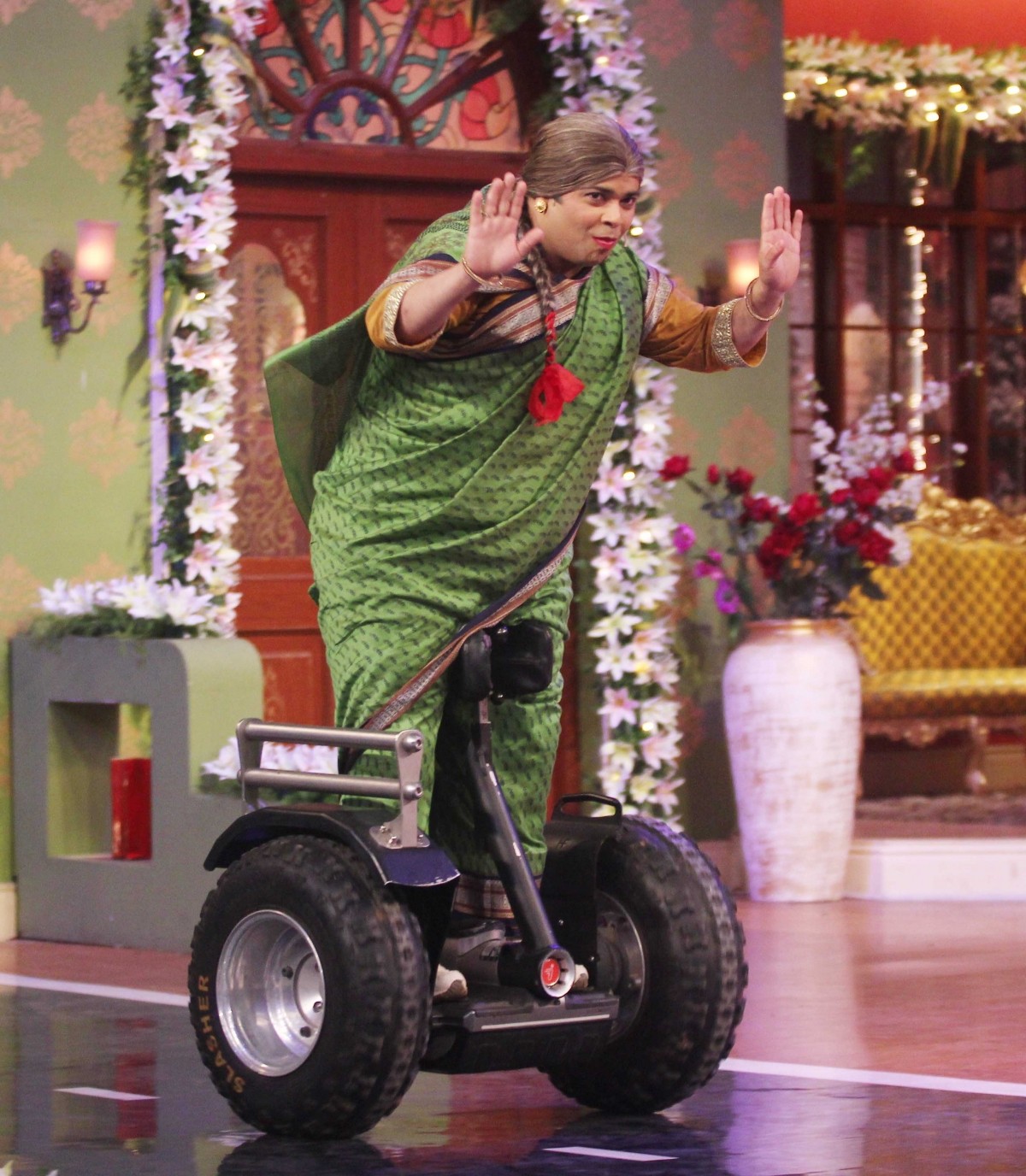 Pankhuri enters on a self-balancing two-wheeler Pankhuri enters on a self-balancing two-wheeler