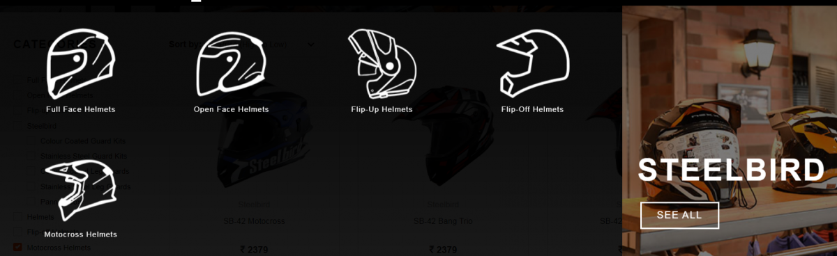 Range of helmet designs steelbird