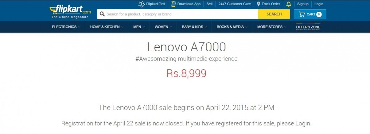 Lenovo A7000 Flipkart Flash Sale 2.0 to Kick-off on 22 April Lenovo A7000 Flipkart Flash Sale 2.0 to Kick-off on 22 April