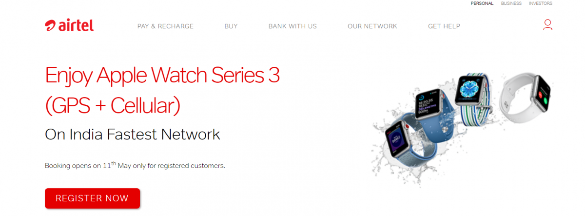 Apple Watch Series 3 will be available for purchase on Airtel store from May 11 onward. Apple Watch Series 3, Airtel store, pre-order