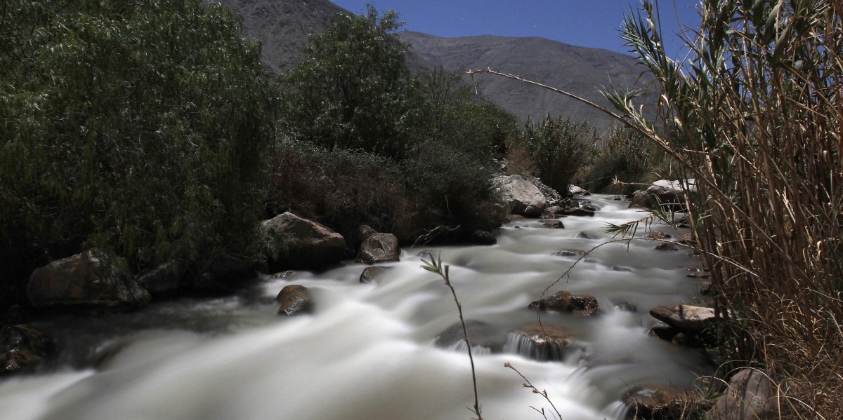 A view of El Transito river in Chiguinto village at El Transito Valley, northeast of Vallenar town in the Atacama Region, Chile. Chile