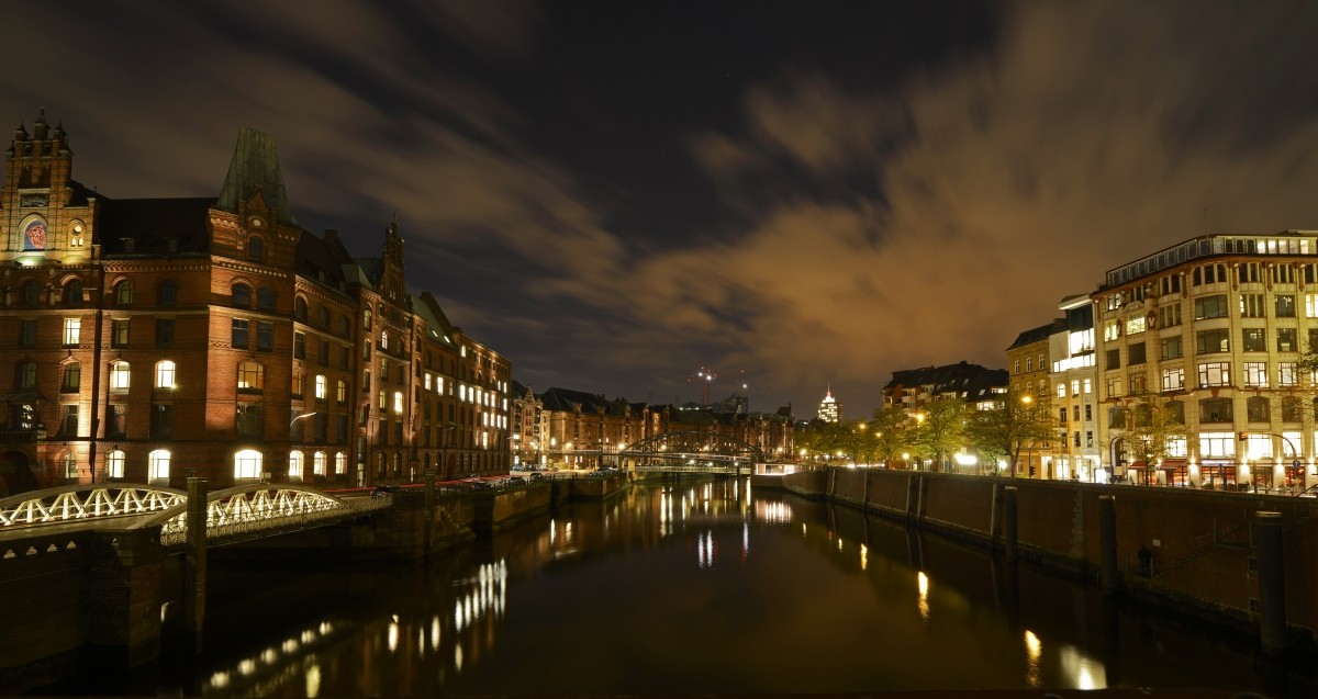 The famous old warehouse district Speicherstadt (L) is seen in Hamburg, late October 30, 2012. Hamburg