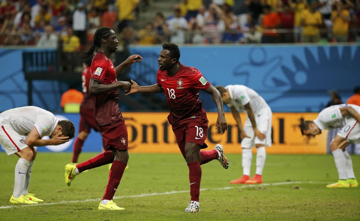 Portugal's Silvestre Varela celebrates after equalising against USA USA vs Portugal
