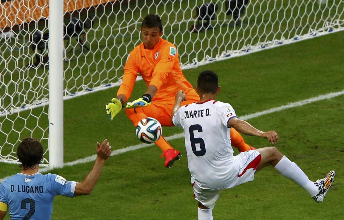 Uruguay's Muslera saves a shot at goal by Costa Rica's Duarte Uruguay v Costa Rica