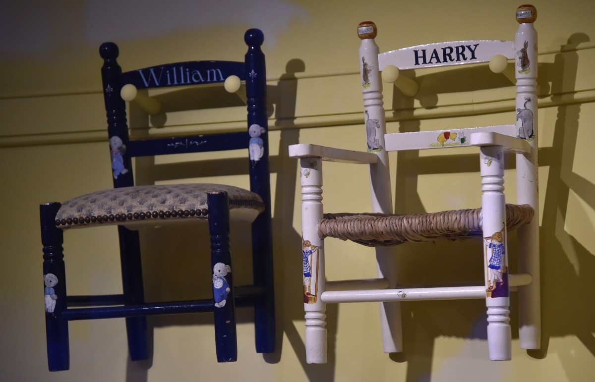 Wooden nursery chairs used by Princes William and Prince Harry. Wooden Chairs of Princes