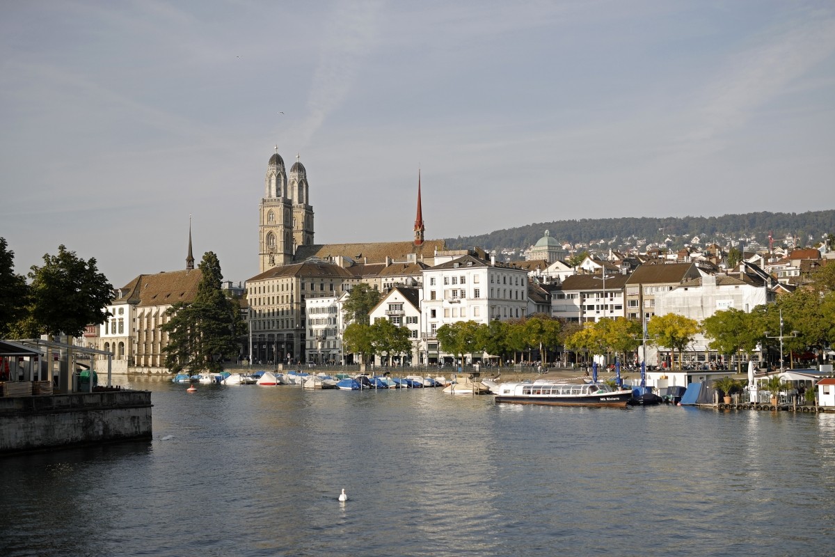 A general view of Zurich towards Grossmuenster church during the 12th Zurich Film Festival on September 22, 2016 in Zurich, Switzerland. Zurich