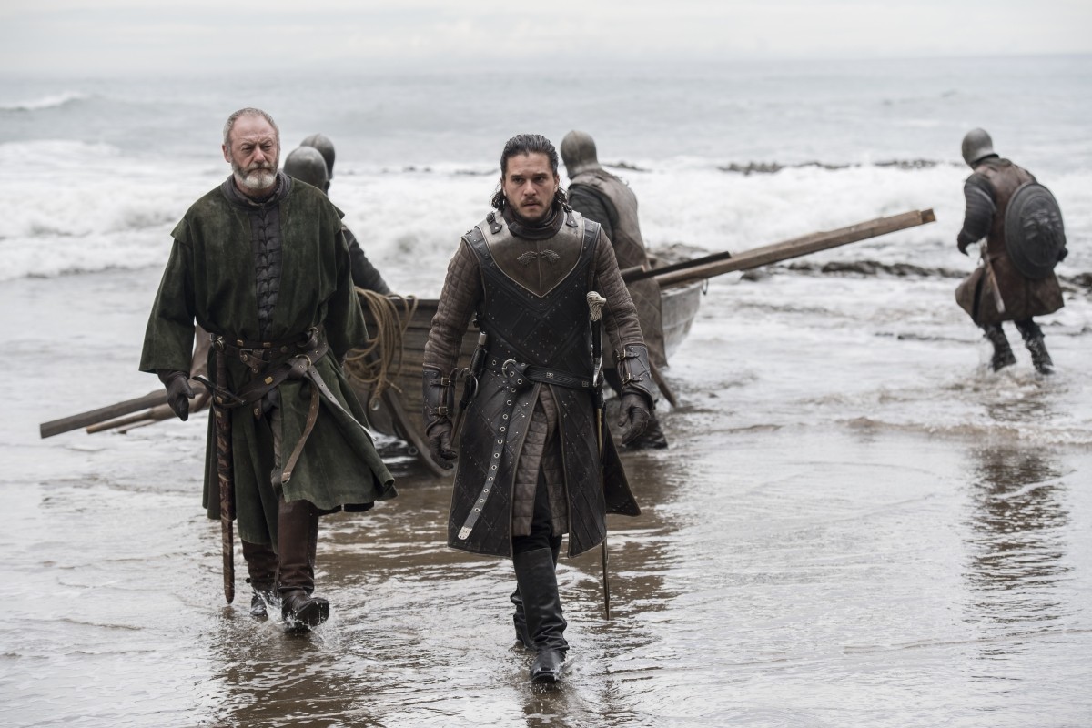 Kit Harington as Jon Snow with Liam Cunningham as Davos Seaworth Kit Harington as Jon Snow with Liam Cunningham as Davos Seaworth