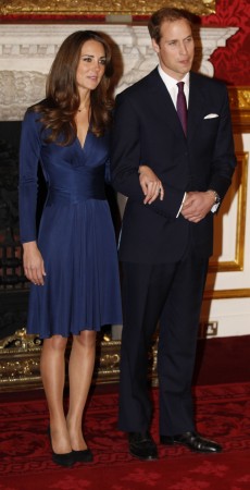 Prince William and Kate Middleton (L) pose for a photograph on Nov. 16, 2010, after their engagement. Kate Middleton