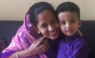 Bhavana and her son Devant Bhavana and her son Devant