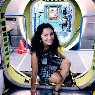 Anita Sengupta aboard the International Space Station mockup (NASA) anita sengupta