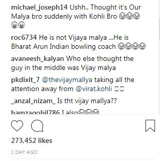 Instagram comments. Vijay Mallya Virat Kohli