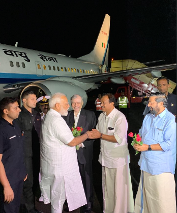 Prime Minister being received by Justice P. Sathasivam, Governor, Union Minister V Muralidharan in Kerala on his recent visit. PM Modi in Kerala
