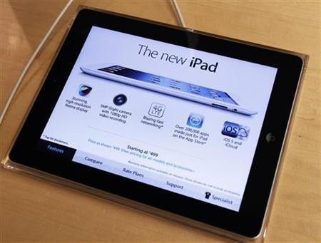 Apple's newest iPad is seen at the 5th Avenue Apple Store in New York March 16, 2012.