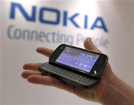 A Nokia N97 is demonstrated at the Nokia Capital Markets Day in New York