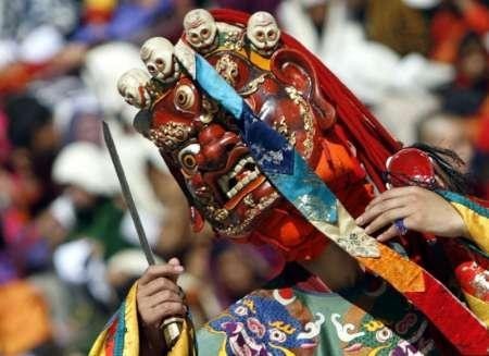 A Bhutanese dancer takes part in the annual Tsechu festival in Thimphu.