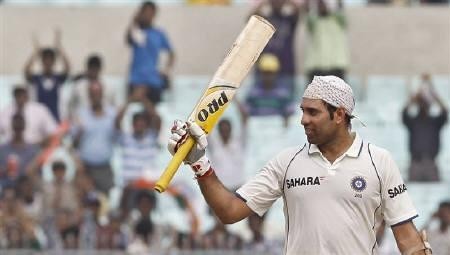 VVS Laxman celebrates after scoring century VVS Laxman
