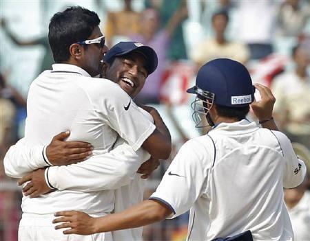 India celebrate after beating WI in the second Test India vs West Indies