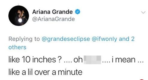 Ariana Grande's comment that has been removed Ariana Grande