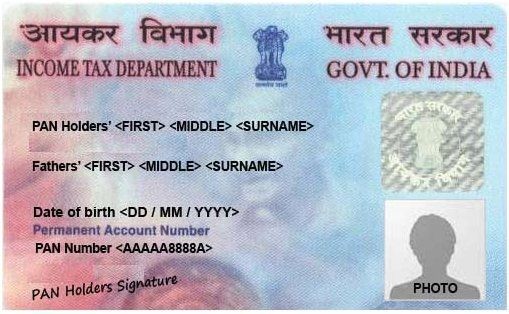 A sample of PAN card PAN card