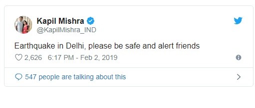 Delhi earthquake