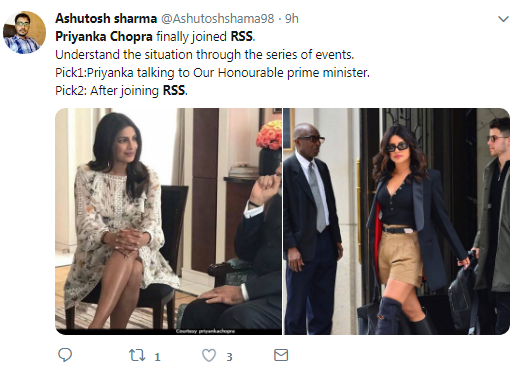 Priyanka Chopra in Khanki shorts made people joke saying she has joined RSS