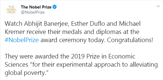 Image: @nobelprize/Twitter Nobel Prize