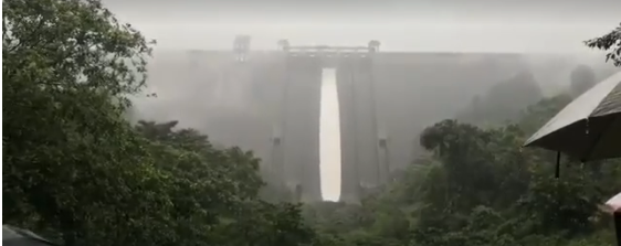 Water released from the idukki dam. Idukki falls
